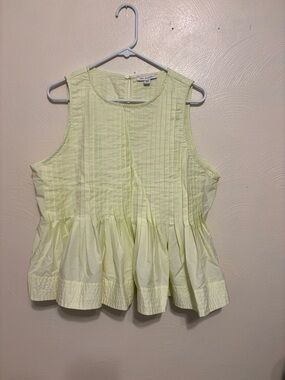 Free Assembly Yellow Pintuck Peplum Top XL Sleeveless